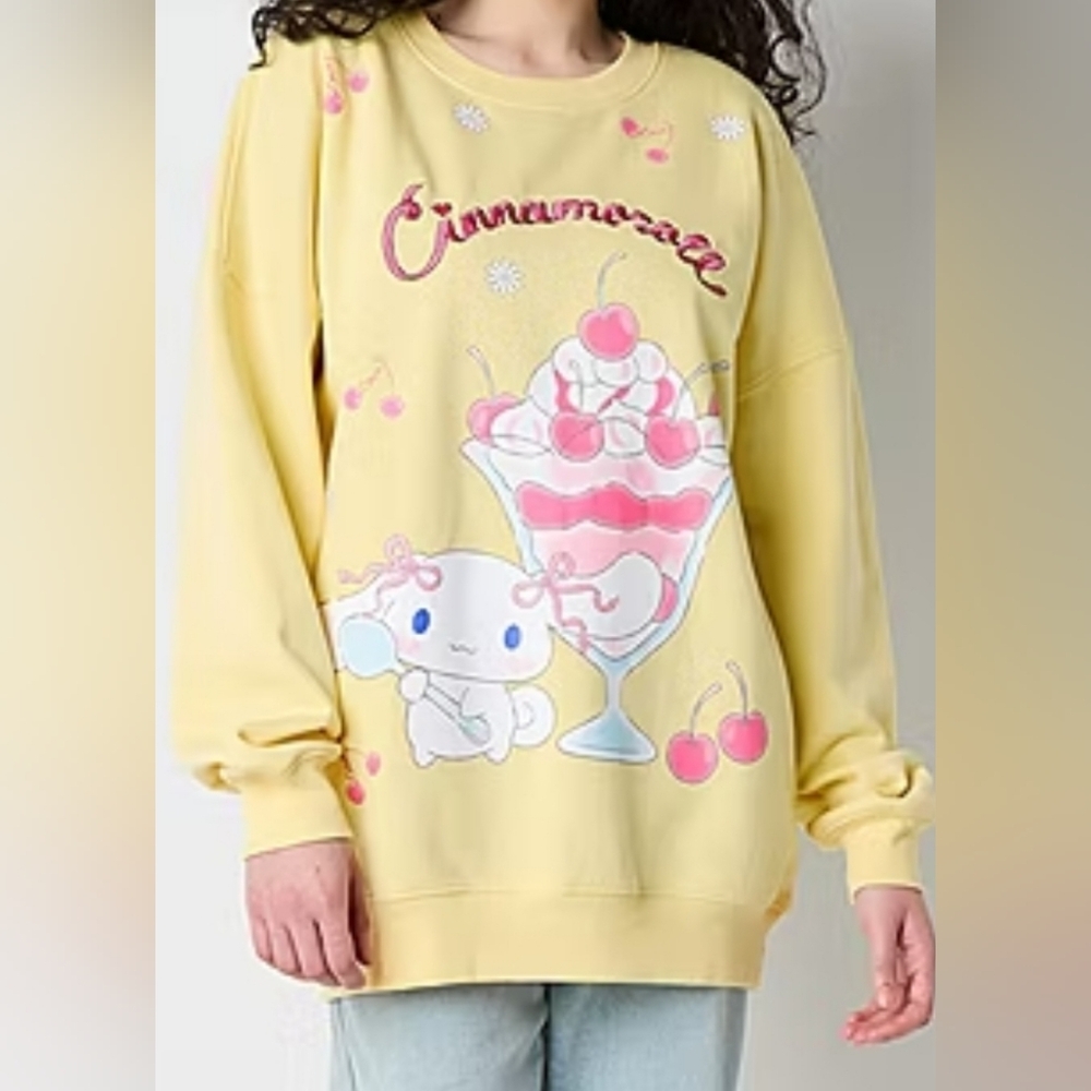 Hybrid Apparel Cream Sweater with Cinnamoroll Cherry Design